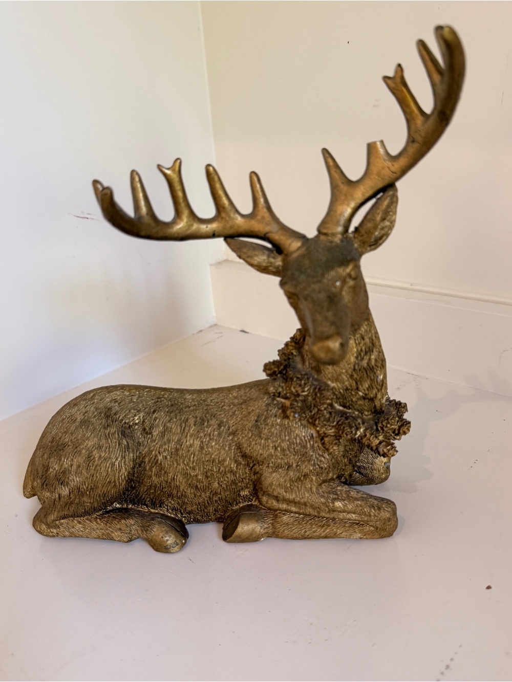 Bronze-Tone Deer Figurine with Antlers
